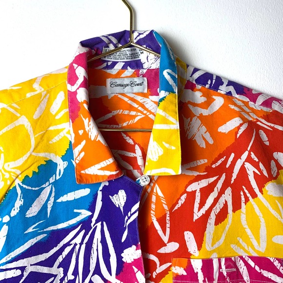 Vintage Aloha Tropical Rainbow Carriage Court Short Sleeved Button Down- M - Picture 4 of 8